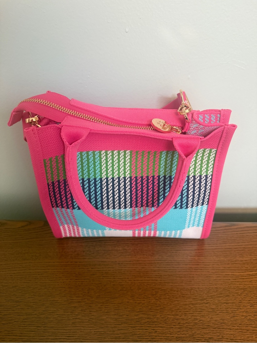 Kate Spade for Target Pink Multicolor Plaid Canvas Tote - Picture 4 of 6